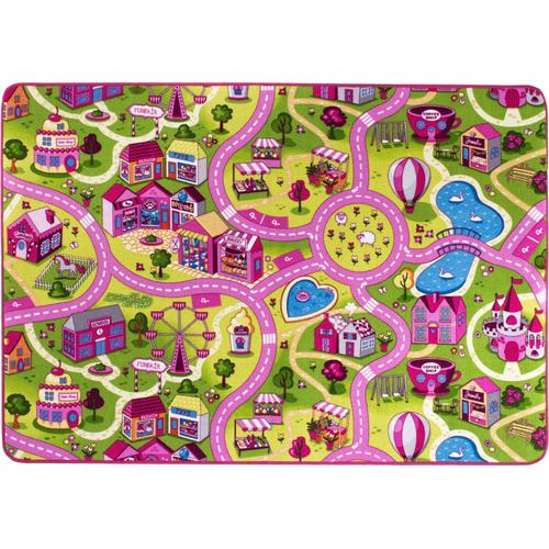 "Kinderteppich ANDIAMO ""Big City/Sweet Village"" Teppiche Gr. B/L: 200 cm x 200 cm, 7 mm, 1 St., pink Kinder Kinderzimmerteppiche"