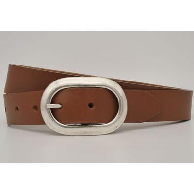 Ledergürtel ANNAMATONI, Damen, Gr. 85, braun (cognac), Rindsleder, casual, Gürtel, mit silberner ovaler Schließe Image