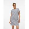 Minikleid VERO MODA "VMABBY SS SHORT ZIP DRESS JRS NOOS", Damen, Gr. M (38), N-Gr, blau (snow weiß stripes:navy blazer), Jersey, Obermaterial: 77% Polyester, 19% Viskose, 4% Elasthan, gestreift, modisch, Rundhals, Kurzarm, Kleider, Sommerkleid