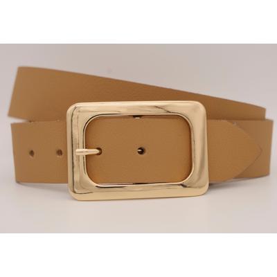 Ledergürtel ANNAMATONI, Damen, Gr. 80, braun (mud), Rindsleder, unifarben, casual, Gürtel, mit goldener Schließe Image