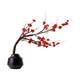 Artificial Bonsai Tree Artificial Bonsai Tree Red Plum Tree with Black Ceramic Pots Artificial Plant Flower Decoration for Decoration Desktop Display, Tall 27.5" Fake Plant in Pot Artificial Plants