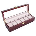 Watch Box Luxury Wooden Watch Box Watch Holder Box for Watches Men Glass Cover Jewelry Organizer Box Multi-slot Watch Organizer ，red Watch Organizer for Storage and Display (Color : 6 Slots)