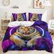 Double Duvet Set Purple Tiger Tropical Bedding Double Bed Set Microfiber Soft Duvet Cover Double with Hidden Zipper Closure Duvet Sets Double Bed Double Duvet Cover+Pillow Cases 2 Pack(50x75cm)