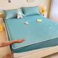 Bed Sheet Fitted Soft Elasticated Double Bed,Summer latex ice silk bedsheet and pillowcase sets,Cartoon Bed Mattress Topper Cover Bed Linen dark green 47 * 79inch