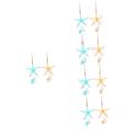 Mipcase 10 Pcs Glass Starfish Pendant Nautical Wall Decorations Memorial Wind Chimes Blown Glass Wind Chimes Beach Glass Wall Art Ocean Hanging Decoration Bamboo Wind Chimes Charm Outdoor