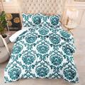 King Size Duvet Green Pattern Anti Dust Mite Duvet - Anti Allergen Coverless Duvet - All Year Round Soft Microfiber Quilt Double Machine Washable Duvets,2 Pillowcase