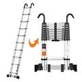 Durable Ladder Telescoping Extension Ladder,Telescoping Ladder 2.6M/3.4M/3.8M/4.6M/5M/5.4M/5.8M/6.2M/7M Extension Ladder With Removable Hooks And Stabilizer,Loft Aluminium Heavy Duty Telescoping Lad
