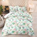 King Size Duvet Green Flowers Anti Dust Mite Duvet - Anti Allergen Coverless Duvet - All Year Round Soft Microfiber Quilt Double Machine Washable Duvets,2 Pillowcase