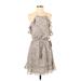 If by Sea Casual Dress - Mini Halter Sleeveless: Gray Snake Print Dresses - New - Women's Size Small
