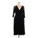 Torrid Casual Dress - Midi V-Neck 3/4 sleeves: Black Solid Dresses - Women's Size 1X Plus