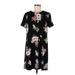 J.Jill Casual Dress - Shift: Black Floral Motif Dresses - Women's Size Medium