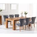 Sheringham 240cm Solid Oak Dining Table With 10 Grey Keswick Velvet Chairs