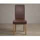 Scroll Back Antiqued Brown Suede Fabric Dining Chairs
