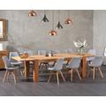 Extending Sheringham 200cm Solid Oak Dining Table With 6 Light Grey Orson Fabric Chairs