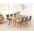 Ruben 150cm Retro Oak Extending Dining Table and 6 Grey Chairs