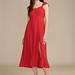 Lucky Brand Ruffle Sleeve Midi Dress - Women's Clothing Dresses Shirt Midi Dress in Red, Size XL