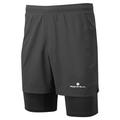 Ronhill Running, Men's Core Twin Short, All Black with Reflect, Size S