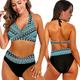 OTBEHUWJ Bikini Women High Waist Bikini Set Female Plus Size Print Swimsuit Tankinis Beach Swimwear-8331-blue-5xl