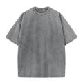 MiqiZWQ Women's t shirts Cotton Retro T-Shirt Drop-Shoulder Sleeve Men Women Vintage Short-Sleeve T Shirts Solid Color Loose Tees-Gray-L 65-75Kg