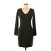 Susana Monaco Casual Dress - Sheath V Neck Long sleeves: Green Print Dresses - Women's Size Medium