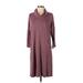 J.Jill Casual Dress - Sweater Dress High Neck 3/4 sleeves: Burgundy Print Dresses - New - Women's Size Small