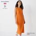 Women's 3D Knit Ribbed Sleeveless Dress | Orange | Large | UNIQLO US