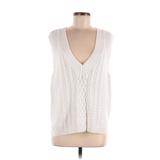 Abercrombie & Fitch Sweater Vest: Ivory Color Block Sweaters & Sweatshirts - Women's Size Medium