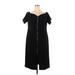 Planet Gold Casual Dress - Mini Sweetheart Short sleeves: Black Print Dresses - Women's Size 2X