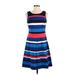 Tommy Hilfiger Casual Dress - A-Line Scoop Neck Sleeveless: Blue Print Dresses - Women's Size 2