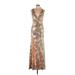Windsor Cocktail Dress - A-Line Plunge Sleeveless: Brown Dresses - Women's Size Large