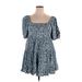 Wild Fable Casual Dress - Mini Square Short sleeves: Blue Dresses - Women's Size X-Large