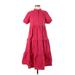 Ann Taylor Casual Dress - Shirtdress: Red Dresses - Women's Size Small