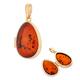 AMBEDORA Women's Amber Pendant with Amber, Gold-Plated Sterling Silver, Natural Baltic Amber, Oval Locket 2 with Free Chain, Sterling Silver, Amber