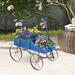 Wooden Wagon Plant Bed With Wheel for Garden Yard - 24.5" x 13.5" x 24" (L x W x H)