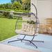 2 Person Outdoor Rattan Hanging Chair Patio Wicker Egg Chair with Iron Frame and Cushion