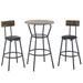 3Pieces Round Bar Table Set with Two-tier Table and Upholstered Stool