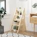 Multifunction Solid Wood Step Folding Ladder Chair,for Home Library