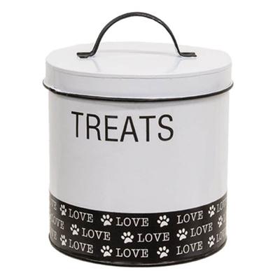 Metal Love Paw "Treats" Container w/Lid - 5.5" high x 5.5" diameter