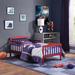 Wooden Twain Toddler Bed with Guardrails, Red/Blue