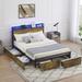 Platform Bed Frame with Storage Headboard and 6 Storage Drawers