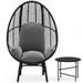 2-Pieces Patio Hand-Woven PE Wicker Rattan Egg Chair with Cushion and Side Table, Suitable for Courtyard, Garden, Balcony
