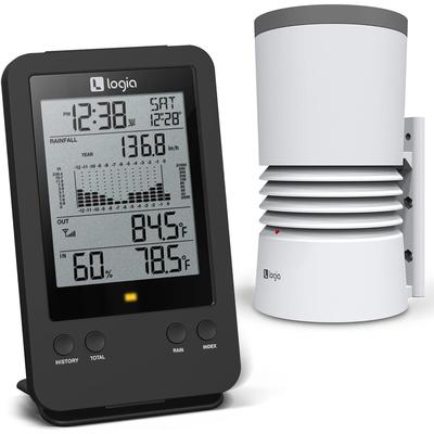 Logia 3-in-1 Rain Gauge Weather Station with Temperature & Humidity Monitoring, Alarms and More