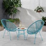 Blue PE Rattan Oval Papasan Chairs & Table Sets