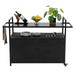 Large Portable Outdoor Wicker Bar Cart, Wheels, Glass Tabletop - 51.18'' W x 19.69'' D x 35.43'' H