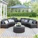 6 Pieces Outdoor Sectional Half Round Patio Rattan Sofa Set with Storage Side Table and Round Table, Brown