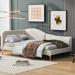 Linen Fabric Upholstered Daybed with Headboard and Armrest