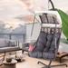 Indoor-Outdoor Swing Egg Chair with Stand and Cup Holder, Wicker Rattan Frame Hammock Chair with Sunshade Cloth