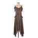 BCBGMAXAZRIA Casual Dress - Midi V Neck Sleeveless: Brown Solid Dresses - Women's Size X-Small