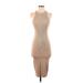 Zara Casual Dress - Midi Crew Neck Sleeveless: Tan Solid Dresses - Women's Size Small