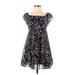 Lulus Casual Dress - Mini Square Short sleeves: Black Print Dresses - New - Women's Size Small